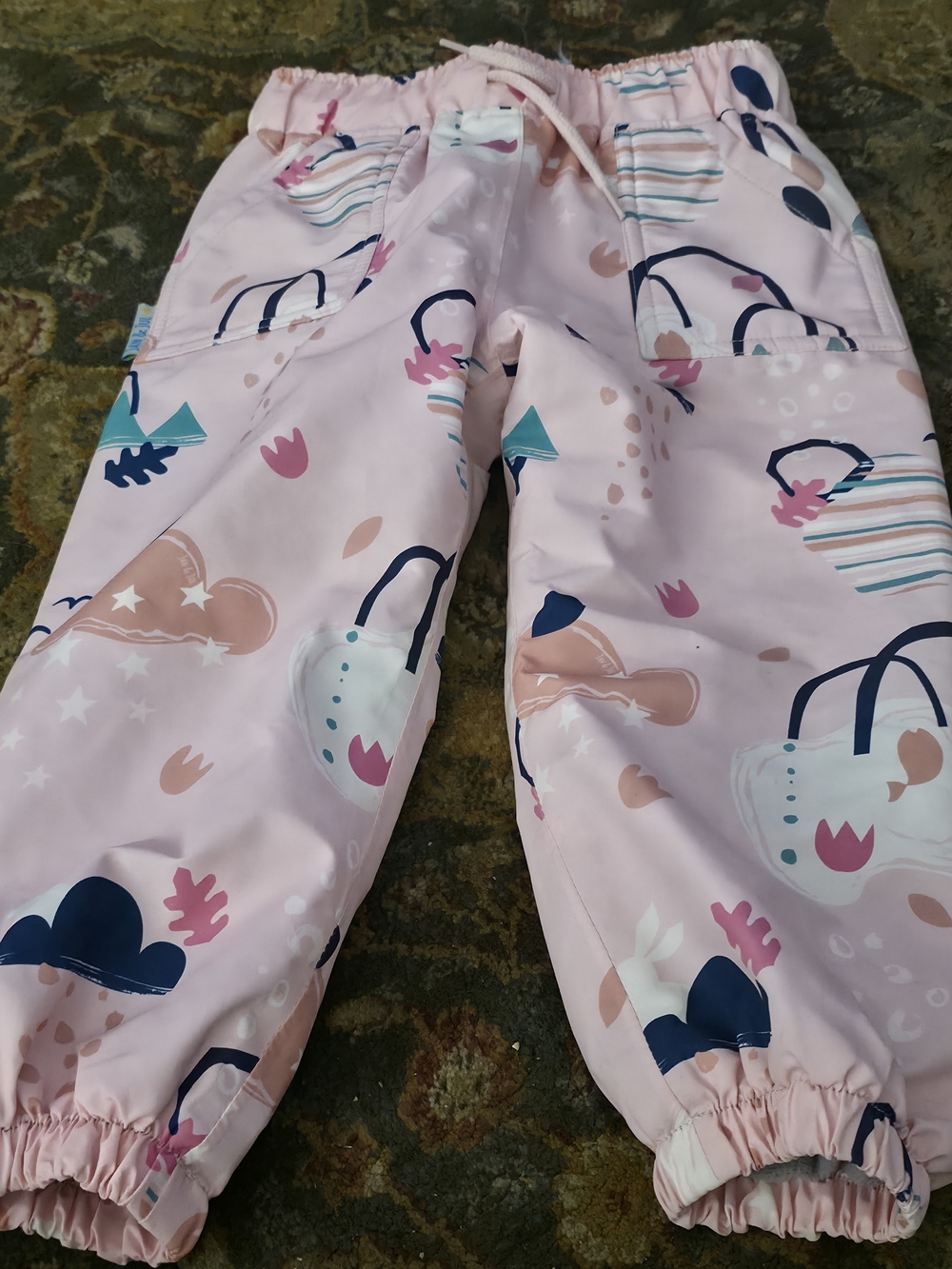 4/$25 Deal! Girls' Pink Printed Lined Rain Pants